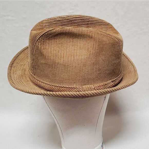 VINTAGE Beacon Hill Tan Corduroy Satin Lined Fedora Hat Extra Large